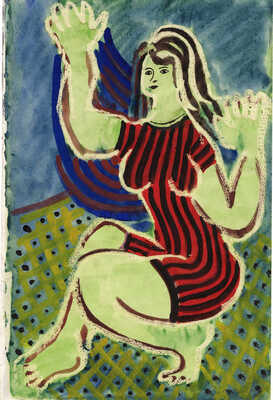 Ведерников Александр Семенович. Девушка в платье в полоску